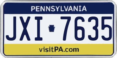 PA license plate JXI7635