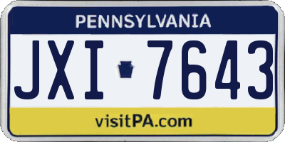 PA license plate JXI7643