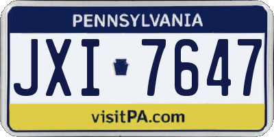 PA license plate JXI7647