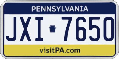 PA license plate JXI7650