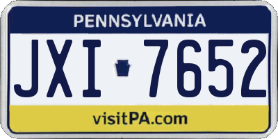 PA license plate JXI7652