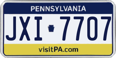 PA license plate JXI7707