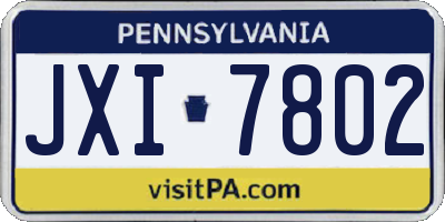 PA license plate JXI7802