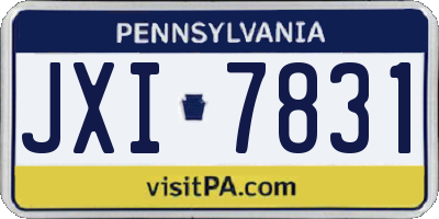 PA license plate JXI7831