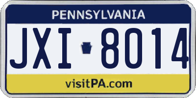 PA license plate JXI8014