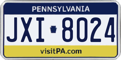 PA license plate JXI8024