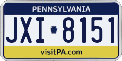 PA license plate JXI8151