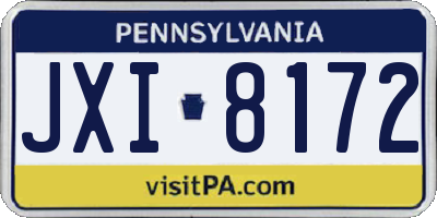PA license plate JXI8172