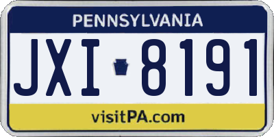 PA license plate JXI8191
