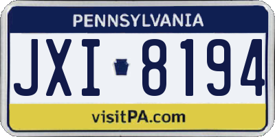 PA license plate JXI8194