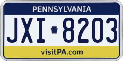 PA license plate JXI8203