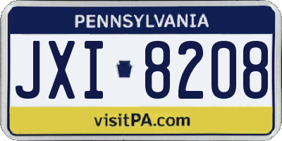 PA license plate JXI8208