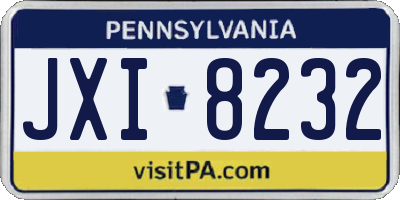 PA license plate JXI8232