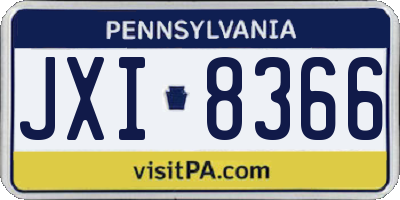 PA license plate JXI8366