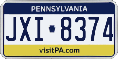 PA license plate JXI8374