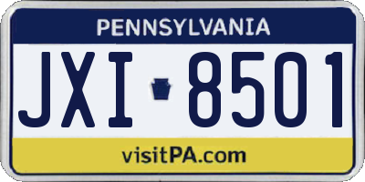 PA license plate JXI8501