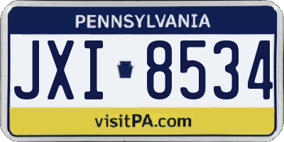 PA license plate JXI8534