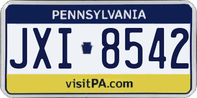 PA license plate JXI8542