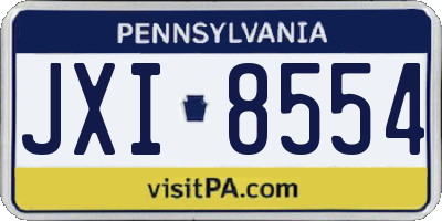 PA license plate JXI8554