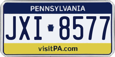 PA license plate JXI8577