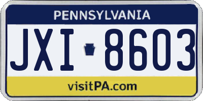 PA license plate JXI8603
