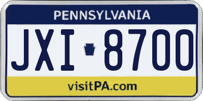 PA license plate JXI8700