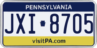 PA license plate JXI8705