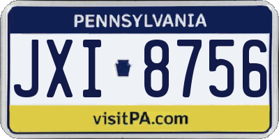 PA license plate JXI8756