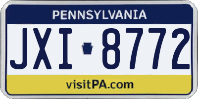 PA license plate JXI8772