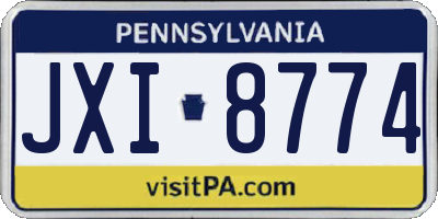 PA license plate JXI8774
