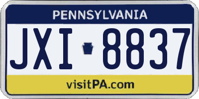 PA license plate JXI8837