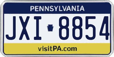 PA license plate JXI8854