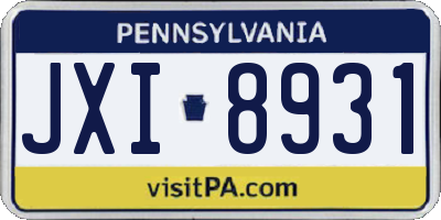 PA license plate JXI8931