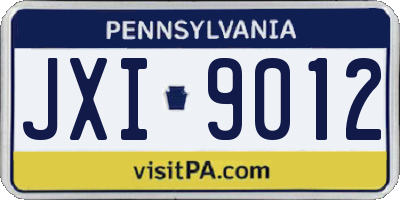 PA license plate JXI9012