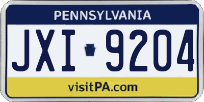 PA license plate JXI9204