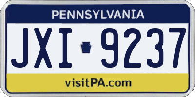 PA license plate JXI9237