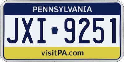 PA license plate JXI9251