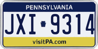 PA license plate JXI9314