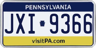 PA license plate JXI9366