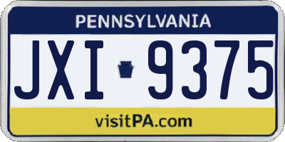 PA license plate JXI9375