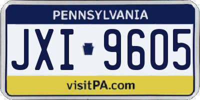 PA license plate JXI9605