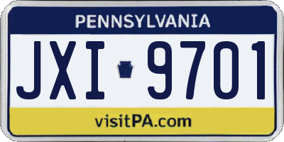 PA license plate JXI9701