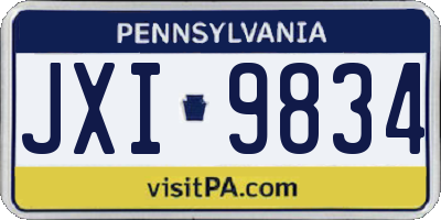 PA license plate JXI9834