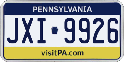 PA license plate JXI9926
