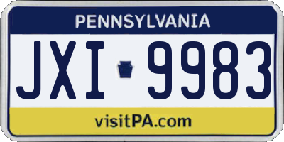 PA license plate JXI9983