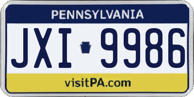 PA license plate JXI9986