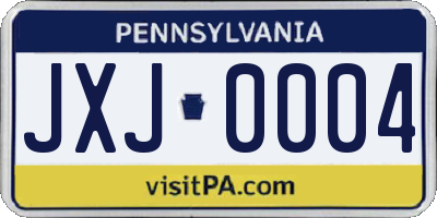 PA license plate JXJ0004