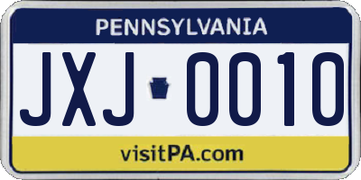 PA license plate JXJ0010