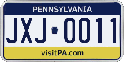 PA license plate JXJ0011