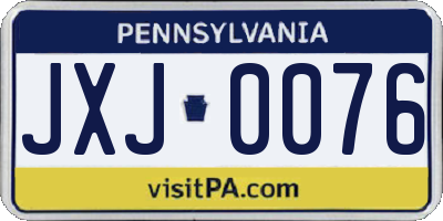 PA license plate JXJ0076